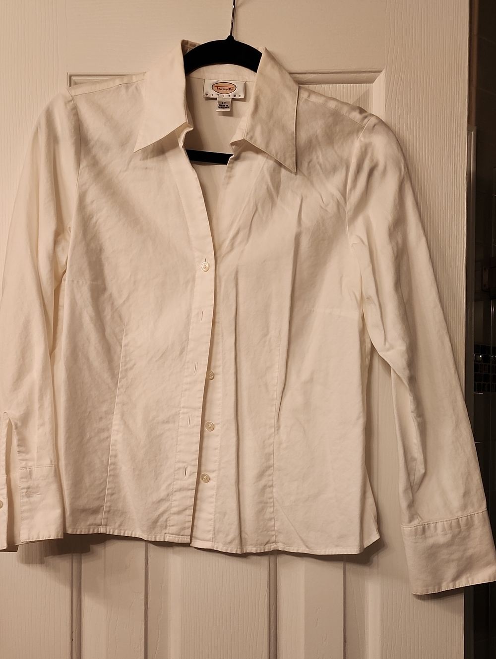 Talbots White Long-Sleeve Button-Down Shirt
